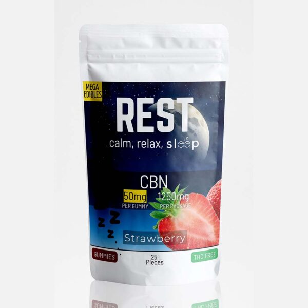 Mega Rest Gummies (Extra Strength) - Strawberry - CBN 1250mg (25 Pack)