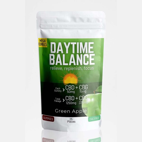 Mega Daytime Balance Gummies - Green Apple - CBD 1250mg, CBG 375mg (25 Pack)