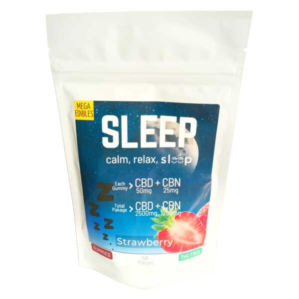 Mega Sleep Gummies - Strawberry - CBD 2500mg, CBN 1250mg (50 Pack)