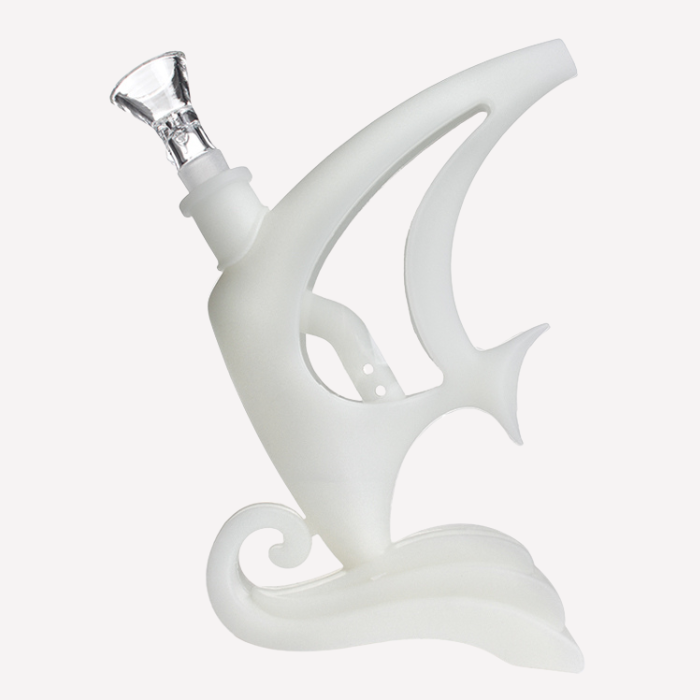 Curvy Modern Style Glow in the Dark Silicone and Glass Bong 6.5"