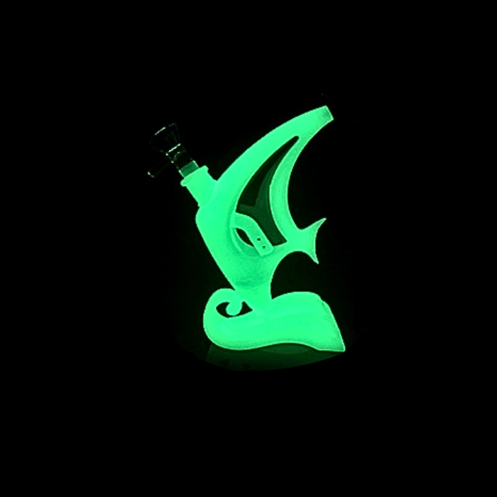 Curvy Modern Style Glow in the Dark Silicone and Glass Bong 6.5" - Image 2