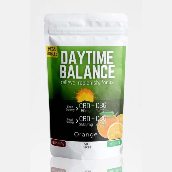 Mega Daytime Balance Gummies - Orange - CBD 2500mg CBG 750mg (50 Pack)