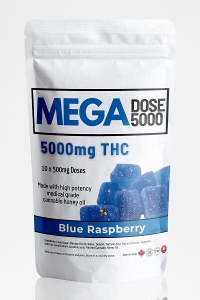 Mega Dose Gummies | Blue Raspberry | 5000mg THC