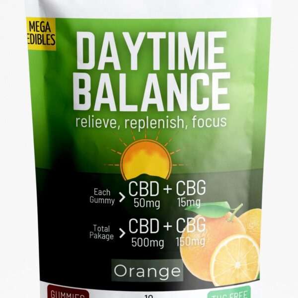 Mega Daytime Balance Gummies - Orange - CBD 500mg CBG 150mg (10 Pack)