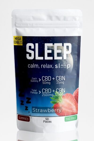 Mega Sleep Gummies - Strawberry - CBD 2500mg, CBN 1250mg (50 Pack)